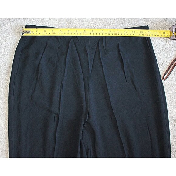 Eileen Fisher - Silk Georgette Crepe Side Zip Ankle Pants in Black, Med - Picture 5 of 10